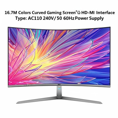 Pantalla curva para juegos con 16,7 millones de colores, interfaz HDMI y fuente de alimentación AC110-240V/50-60Hz